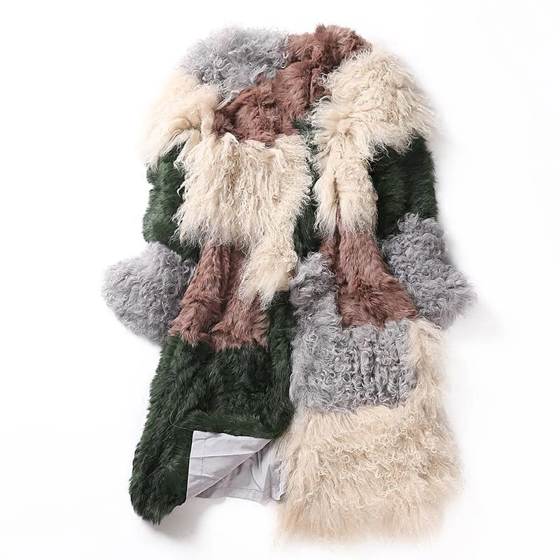 Buy Lady Real Knitted Rabbit Fur Coat Lamb Fur