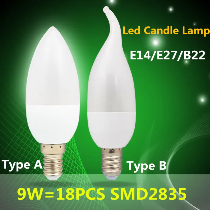 

10PCS/Lot hot sale LED Candle Light Tip/Tail Shape 3W 5W E14 E27 2835SMD Hanging Lamp AC 220V Cold /Warm White