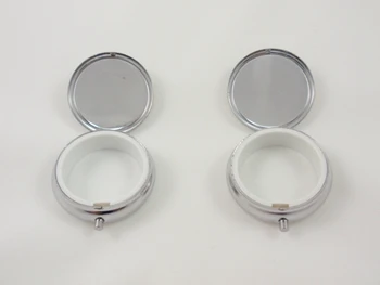 

Free Shipping+Wholesale Round Metal Organizer Pill Box of DIY Silver Color Boxes,300pcs/lot