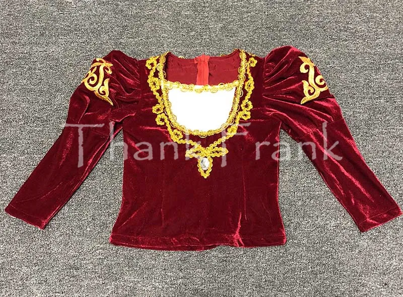 Boys Prince Ballet Top Custom Made Available Men Long Sleeve Gold Sequin Trim Dance Costume C414 -