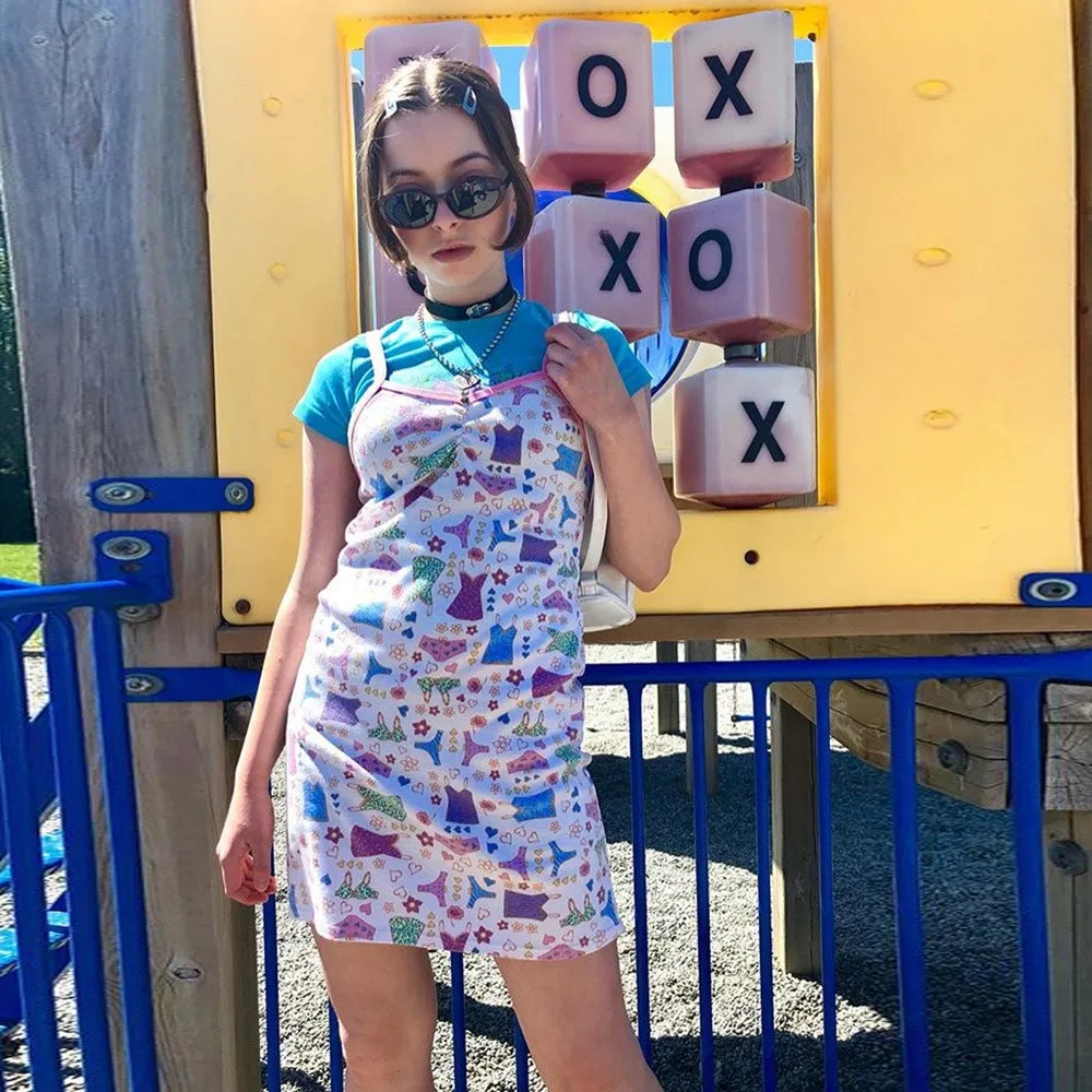 

2019 Summer Printed Sheath Dress Women High Street Sexy Skinny Stretch Sleeveless Mini Dress Ladies Harajuku Dress cwd0588-5