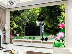 Пользовательские 3D Фото Обои номер Фреска нетканые наклейки лесные водопады лотоса ТВ стены фон фото обои для стен 3d