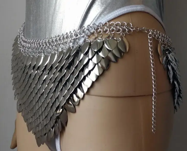 Chran Chainmail, маска, бюстгальтер, скальмейл, наплечная броня, косплей, сжигающий человек, головной убор, цепочка на голову, повязка на голову, средневековая, Ren Faire, ювелирное изделие - Окраска металла: Skirt Gold Color