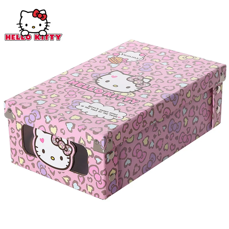 Рисунок «Hello Kitty» обувной игрушечный хранения ботинки контейнер подарок Коробки Ювелирная коробка Нижнее белье для дома, выдвижного ящика Органайзер Scatola партиями по Kawaii - Цвет: Leopard Shoe Box