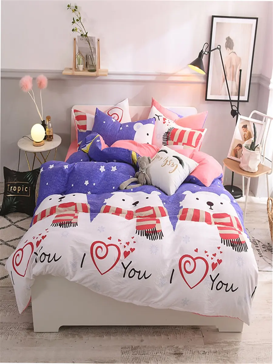 

4Pcs Bed Linen Set Personalized Design Creative Pattern Adorable Bedding Set