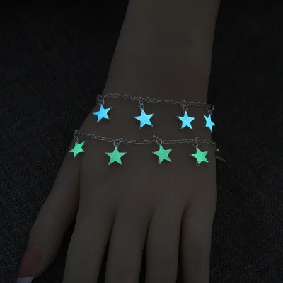 

925 hot style in Europe and America the night glow silver plated bracelet bracelet luminous stars hearts flowers Hand catenary