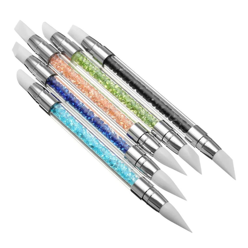 

Nail Art Silicone Brush 5Pcs Carving Painting Pencil 10 Tips UV Gel DIY Polish Dual-head Mirror Powder Sculpture Manicure Tool