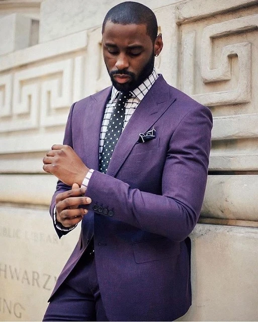 Skinny Purple Satin Suit