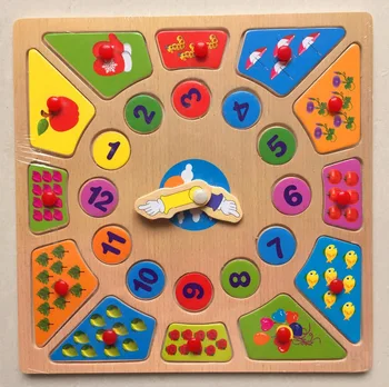 

Montessori Rabbit Puzzle toys digital clock hand scratch board puzzle enlightenment learning early teaching aids Clown Winnie