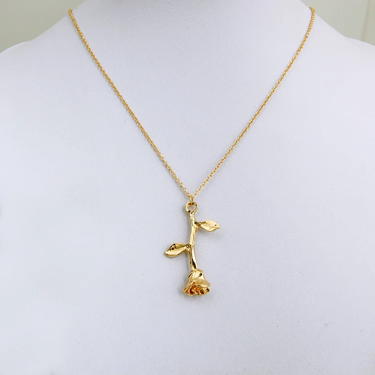 

New accessories vintage delicate flower branches rose pendant necklace wholesale