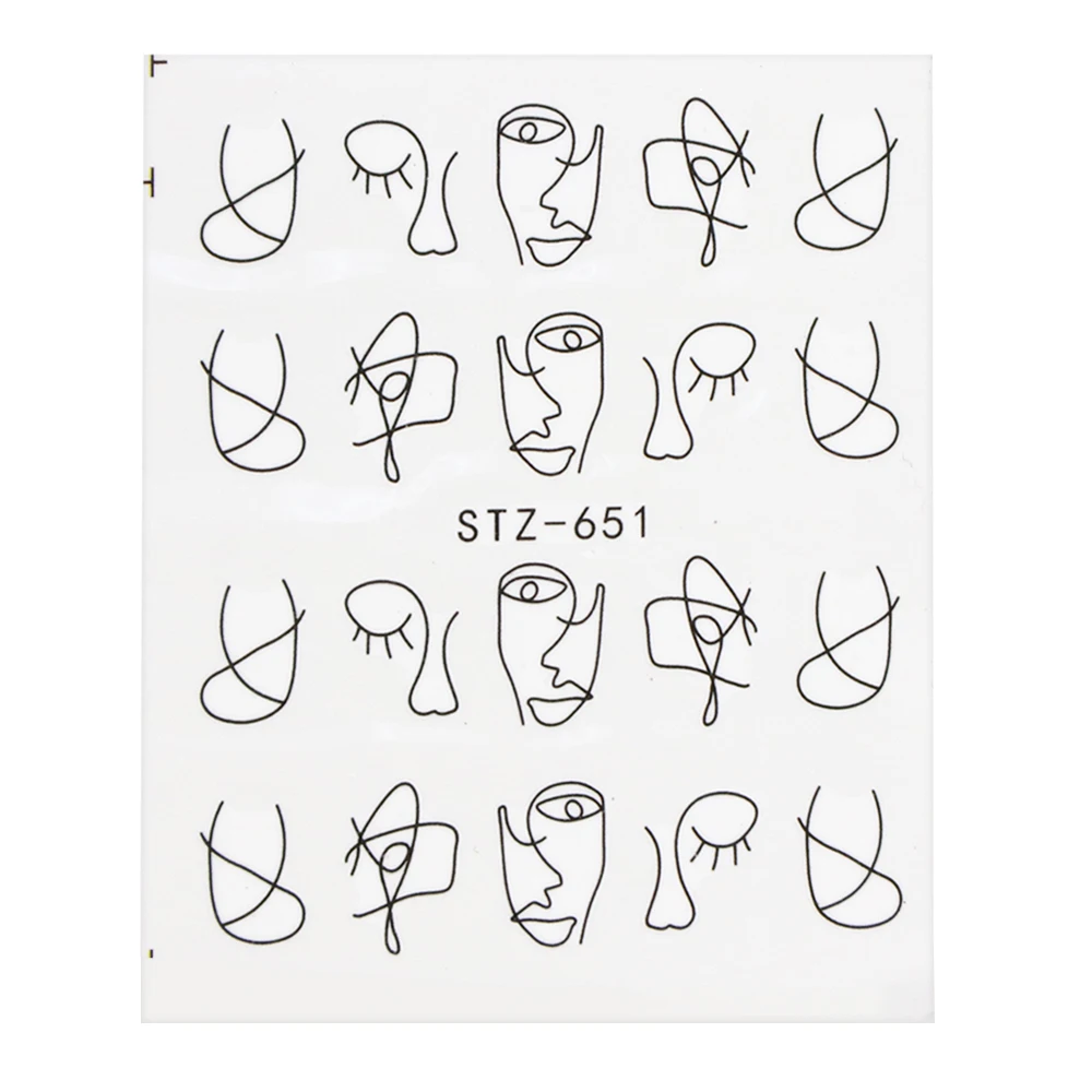 1 ورقة مسمار الفن زينة مسمار ملصقا DIY الأسود ألوان الموسيقى ملاحظة الأظافر تصاميم نقل المياه الشارات التصميم TRSTZ018-658