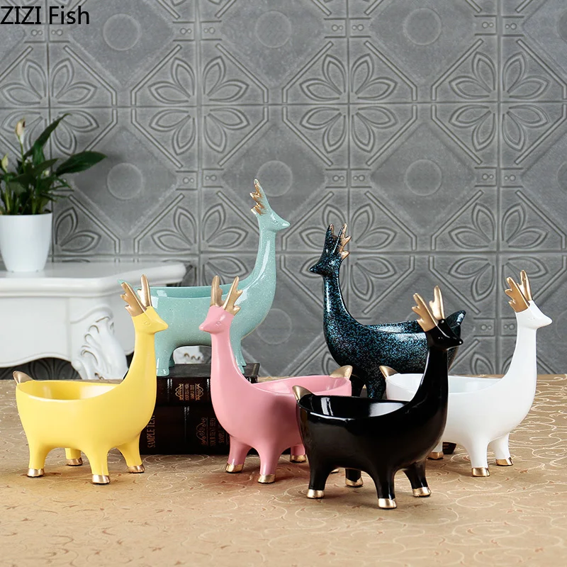 

Deer Shape Resin Storage Tray Key / Candy / Jewelry Storage Tray European Style Home Decoration Small Ornaments