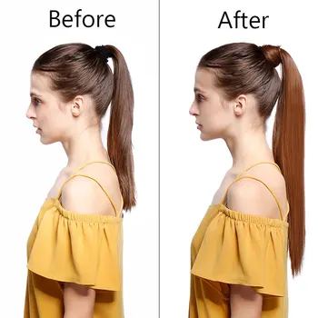 SNOILITE Long wavy Clip In Hair Tail False Hair Ponytail Hairpiece With Hairpins Synthetic Hair Pony Tail Hair Extensions 4