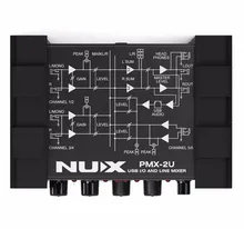 NUX PMX-2U Line Mixer Console USB Sound Console 6 inputs 2 outputs Master Output Level Controls For Bass Electric Guitar+Cable