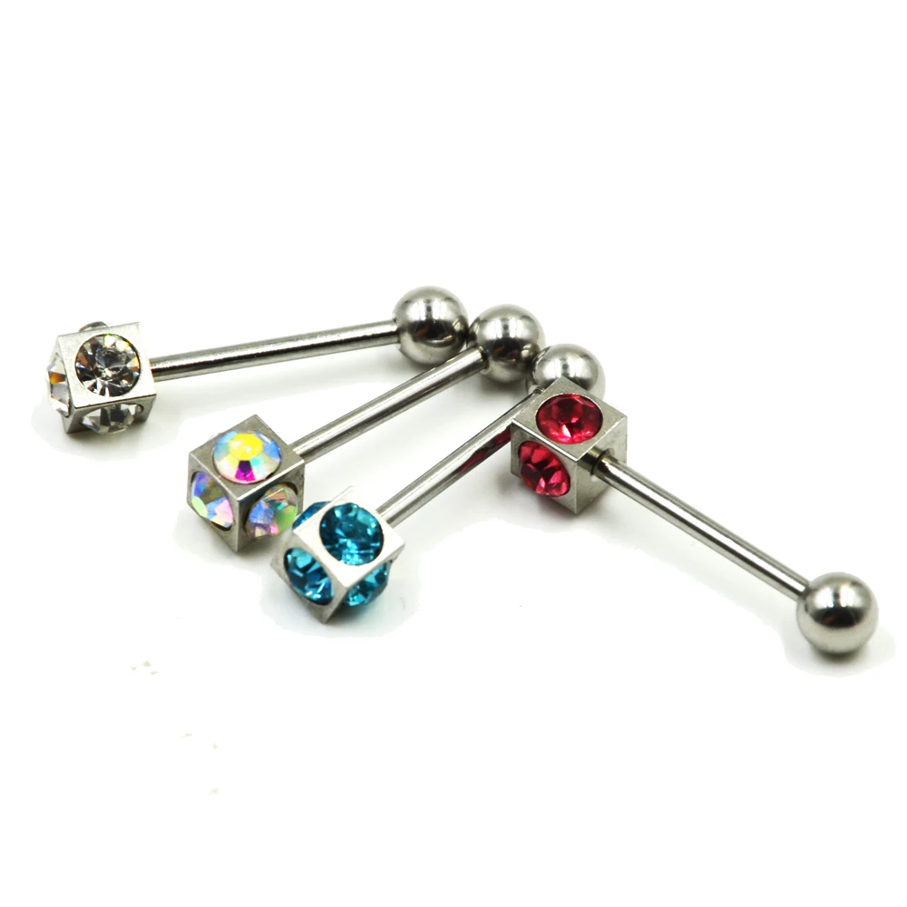 4 шт. серьги штанги для пирсинга с фианитами 14 г|ring piercing|barbell ringtongue barbell |