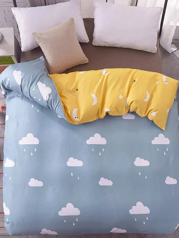 

Grey Cloud Cartoon Pattern bedding set print 4pcs bed Fitted Sheet Mattress Cover Elastic Band soft pillowcase