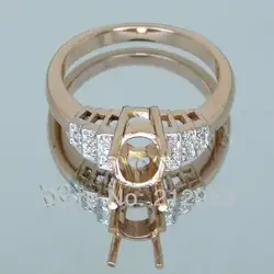 Прекрасный Золотой Кольца Винтаж Овальный 6x8 мм 14kt розовое золото Обручение Установочное кольцо r00322