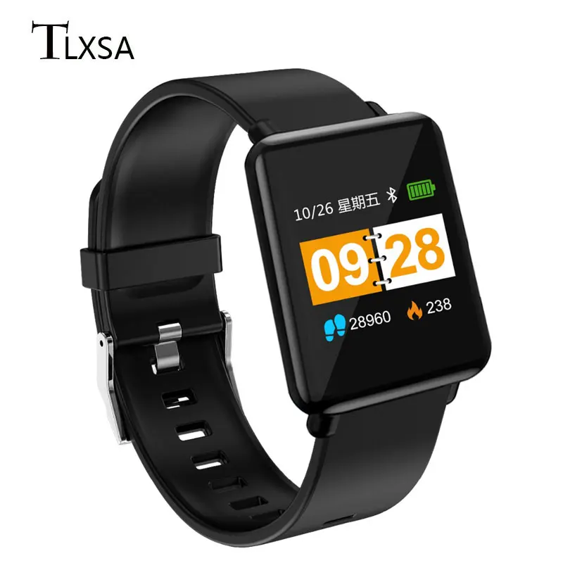 

TLXSA Fashion Smart Watch Sports Fitness Tracker Wristband Blood Pressure Heart rate Monitoring Message Reminder Smart Bracelet