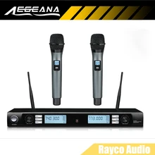 AEGEANA 9600 PLL UHF двойные беспроводные микрофоны с экраном 200 канальный металлический ручной микрофон система для сцены караоке майка