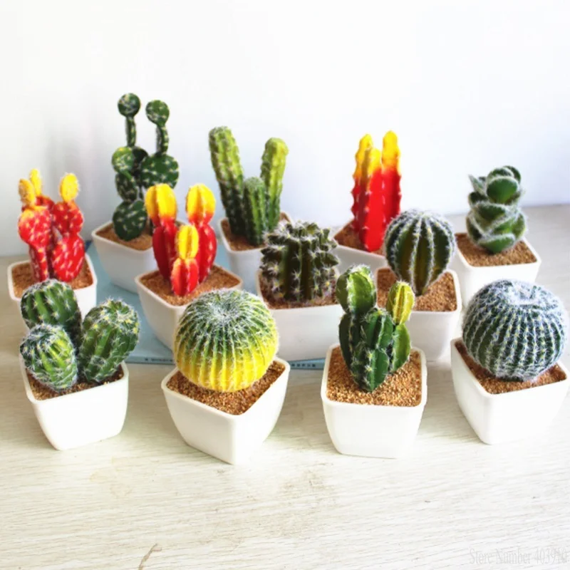 

Vase+Succulent plants set Real Touch Mini palm bonsai artificial fleshiness Cactus decorative flower for table decoration cacti