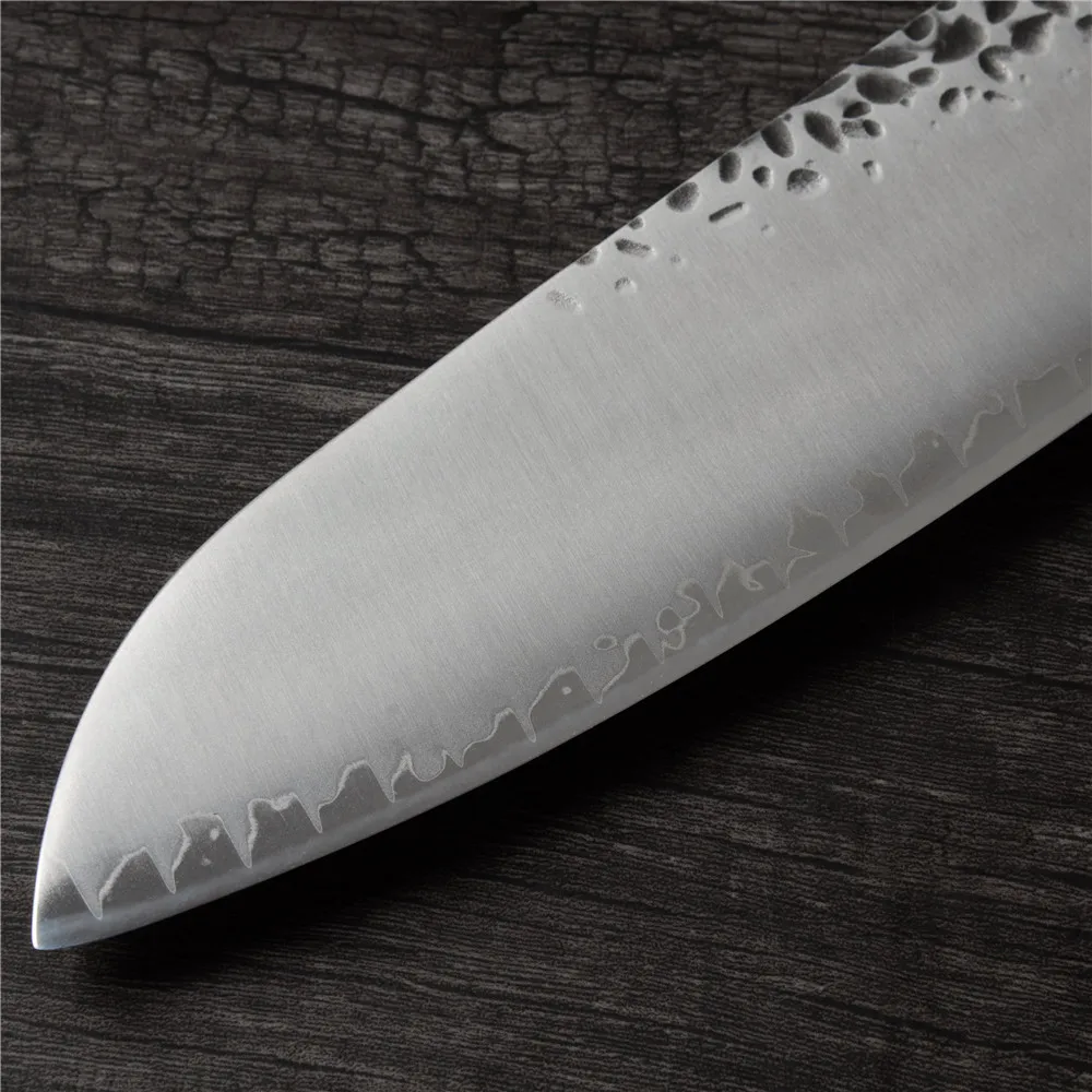Цин 6," Разделочная 7" Santoku VG10 набор кухонных ножей из дамасской стали кованый молоток японский нож повара ручной работы