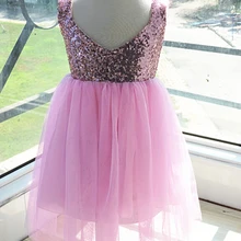 Новинка года; модные вечерние платья с блестками для маленьких девочек; Изысканная Милая Розовая одежда принцессы; 5 шт./партия;