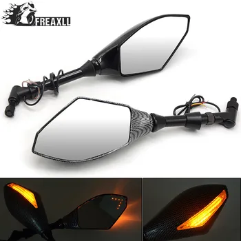 

Universal Motorcycle Rearview Mirrors With Turn Signal LED Light For honda civic bmw e36 suzuki swift touring sportster