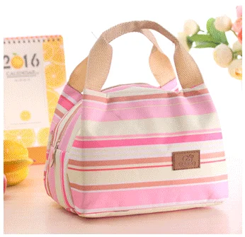 Милая модная переносная полосатая сумка для обеда на молнии, сумка для обеда, сохраняющая свежесть, изоляционная сумка, сумка для пикника - Цвет: Style-B