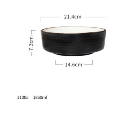 NIMITIME керамические бытовые рисовые суповые чаши фарфоровая посуда столовая посуда белый и черный цвет круглая обеденная тарелка, столовая посуда - Цвет: Big Bowl