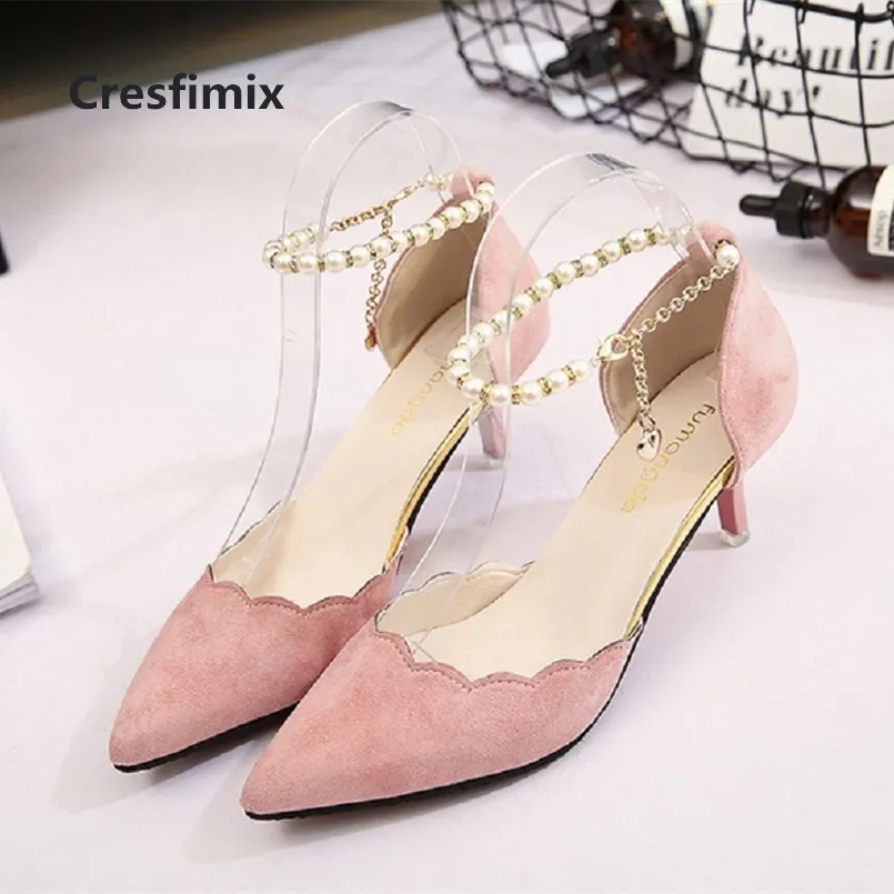 

Cresfimix women sexy party high quality wedding high heel shoes with pearl lady cute stylish high heel shoes cool shoes c2920
