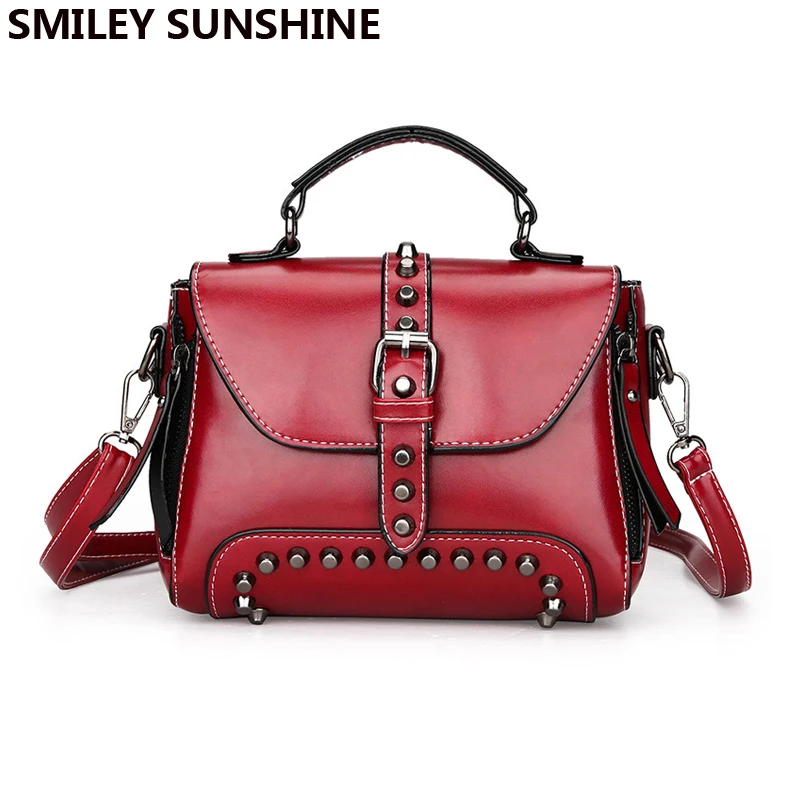 

SMILEY SUNSHINE Vintage Rivet Crossbody Bag for Women 2018 Small Satchels Messenger Bag Women Handbags New Arrivals sac a main