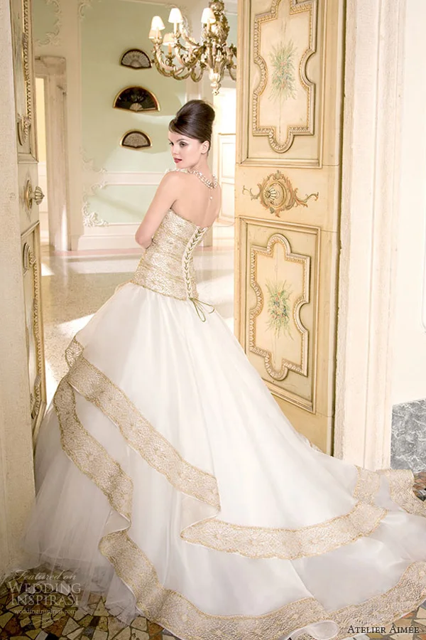 Gold Lace Ball Gown Vintage Wedding Dress 2016 Vestidos Sweetheart