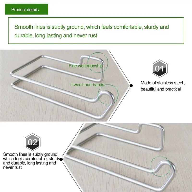 Toilet Kitchen Roll Paper Holder Stainless Steel Repeatedly Washable Stick Hooks Rack Bathroom Storage Accessories