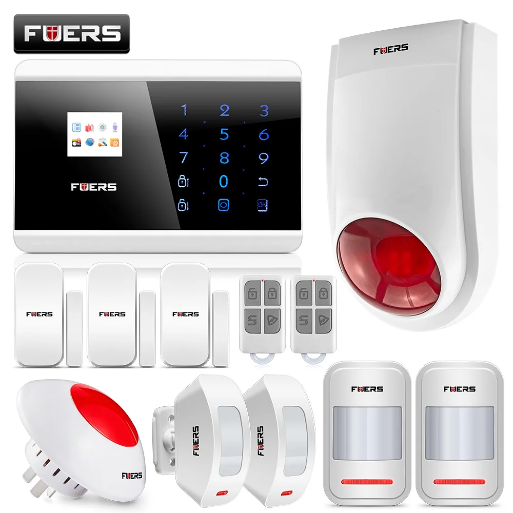 

Fuers Alarm Systems Security Home Android IOS Touch Screen Keypad Wireless GSM PSTN SMS Security Burglar Alarm System 8218G