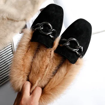 

Fur Boots Shoes Women Winter Snow Boots Female Rabbit Comfortable Woman Warm Plush Flat Ankle Boots Genuine Leather Suede Boots