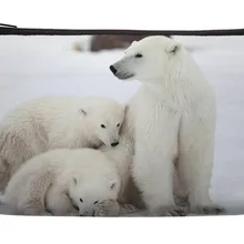 Милый белый медведь в белый лед поле печати индивидуальные небольшая косметичка браслет Макияж Сумки"