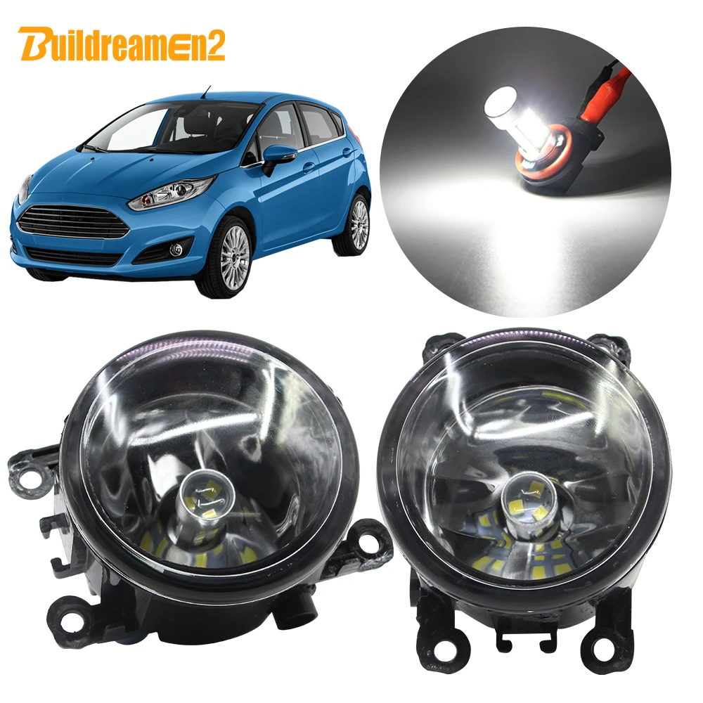 

Buildreamen2 Car Light H11 Fog Light Assembly Lampshade + Lamp Daytime Running Light 12V Styling For Ford Fiesta 2001-2015