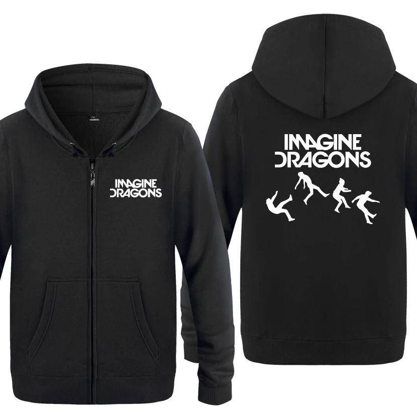 

IMAGINE DRAGONS Rock Rap Music Sweatshirts Men 2018 Mens Zipper Hooded Fleece Hoodies Cardigans