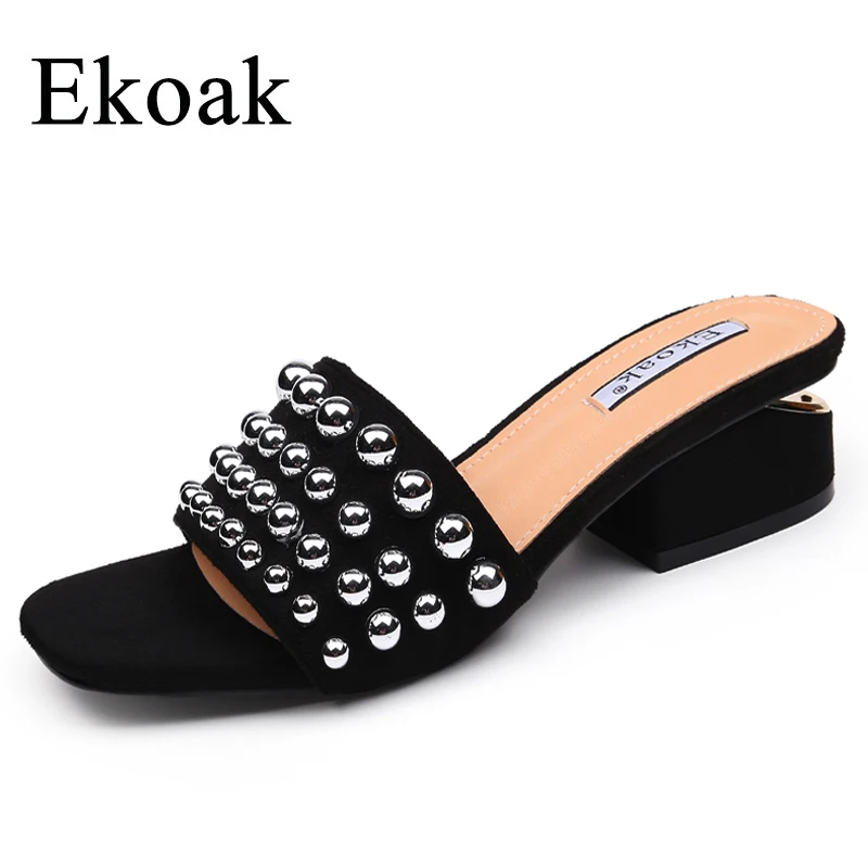 Ekoak New Fashion rivets women sandals Summer shoes woman high heels sandals women Gladiator sandals Ladies beach shoes ekoak new 2018 summer shoes woman fashion crystal women sandals ladies wedges platform shoes woman party shoes gladiator sandals