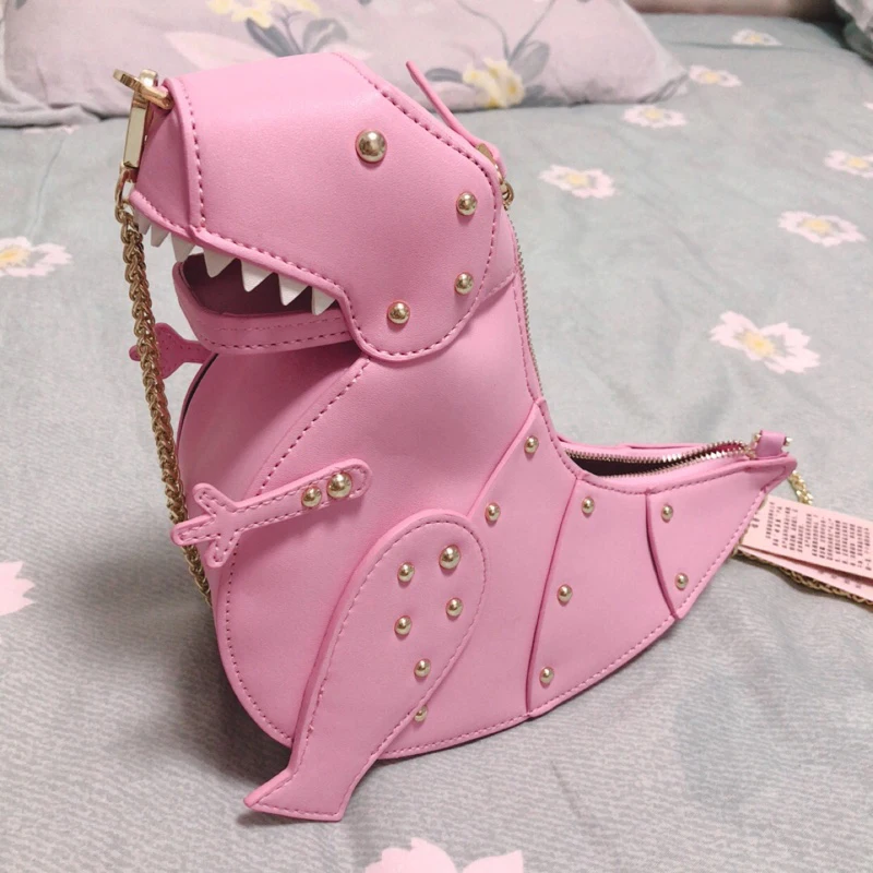 Мультфильм динозавра сумка заклепки цепи для девочек подростков Crossbody девушка