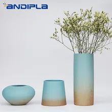Средиземноморский стиль грубая керамика настольная Небольшая Ваза Цветочная бутылка керамическая синяя сушеная цветочный горшок Гидропоника винтажный домашний декор