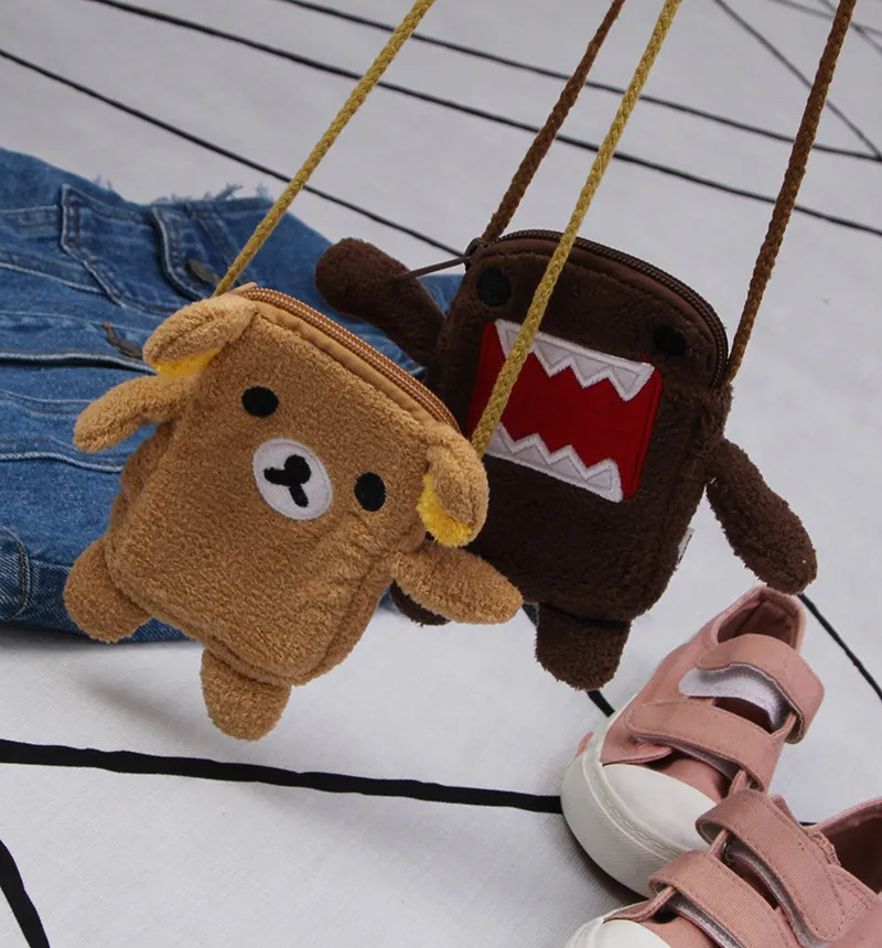 

10pcs/lot original Japan domo kun Rilakkuma bear plush purses animal crossing evelyne wallet for children sumikko gurashi