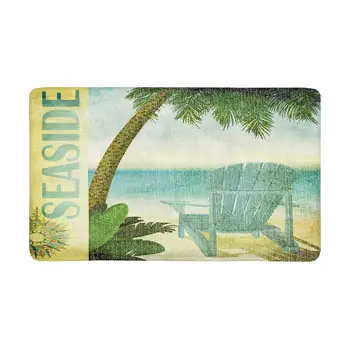 

Vintage Summer Palm Tree on Sandy Beach Anti-Slip Door Mat Home Decor Indoor Entrance Doormat Rubber Backing