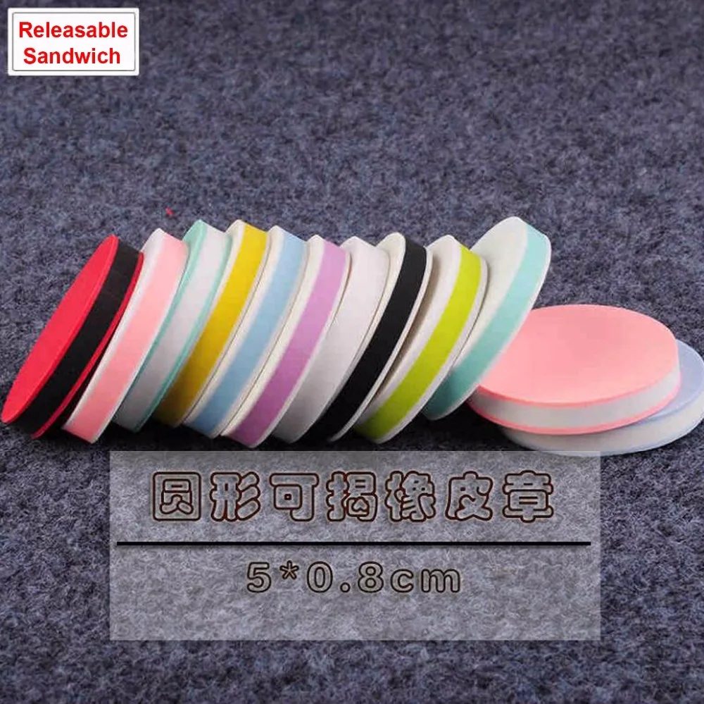 12 шт./лот) 5*5*0,8 см круглый DIY резьба резиновый штамп Releasable сэндвич резиновые блоки-12 цветов mix