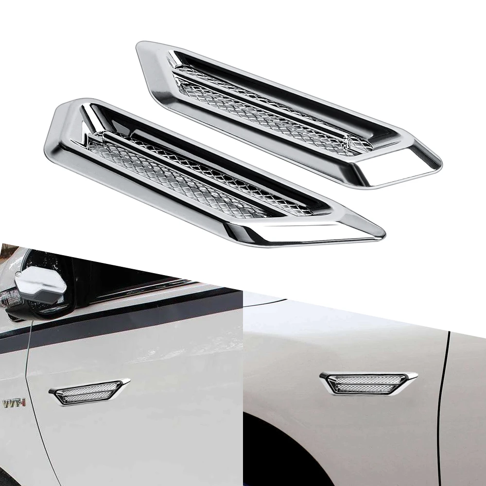 

1 Pair Universal Car Styling Car Air Intake Flow Vent Fender Decoration Stickers Side Mesh Cover Hood Bonnet ABS New