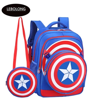 

Lebolong New School Backpacks Avengers Captain America Cartoon Style Schoolbag For Kids Children Shoulder Bags Mochila Infantil
