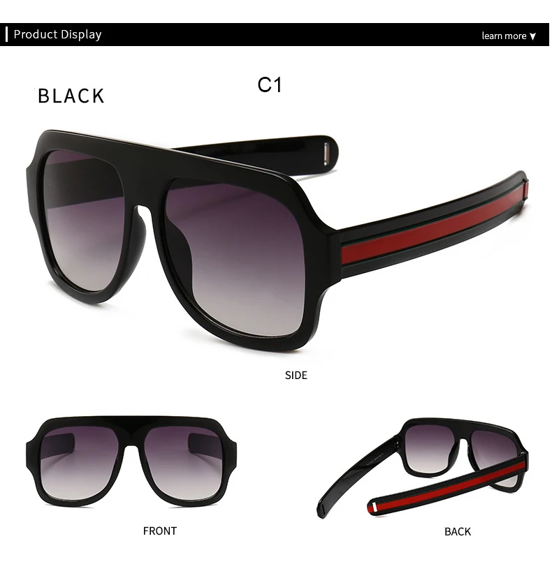 FU E Fashion sunglasses Women Brand Designer Retro Large Square sunglasses Men Glasses Tricolor stripe sunglasses UV400