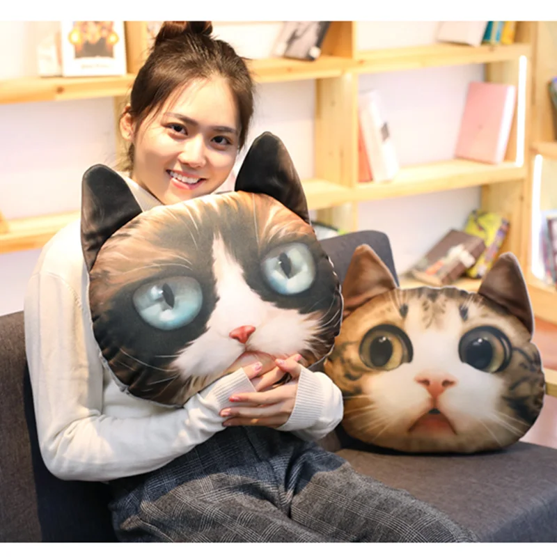 

1pc 35x35x13cm 4 Patterns Plush Stuffed Toys Cat Doll Pillow cartoon cat realistic printing feel comfortable Xmas Gift wholesale