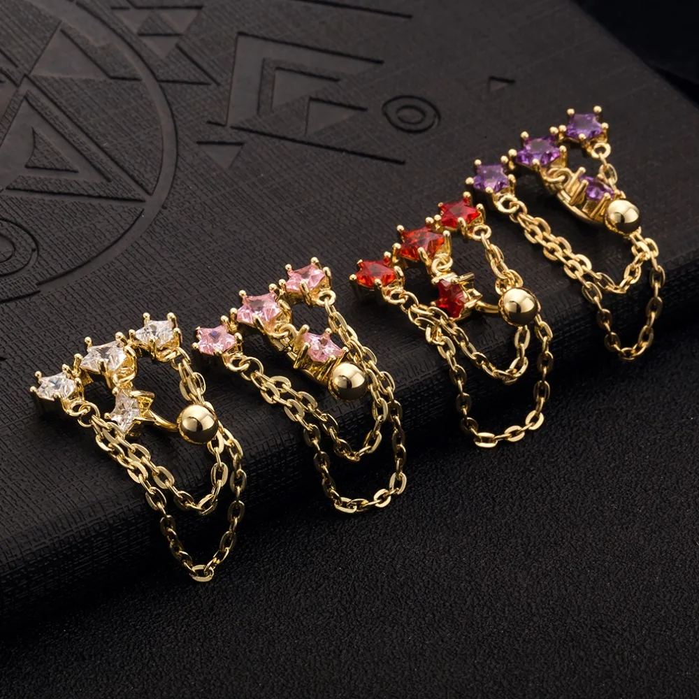

Star Zircon Style Navel Piercing Gold Surgical Steel Belly Button Piercing Rings Belly Piercing Ombligo Body Jewelry