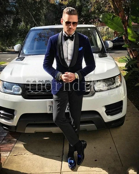 suits10 Темно-зеленый бархатный приталенный мужской костюм Мужская мода Свадебные смокинги жениха сценическая одежда блейзер для выпускного вечера 2 шт куртка брюки - Цвет: suits10
